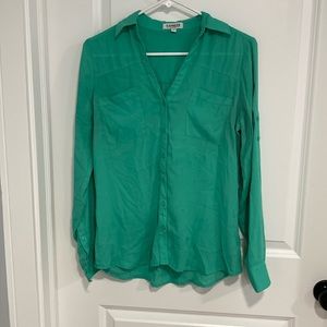 Express green long sleeve button down portofino shirt